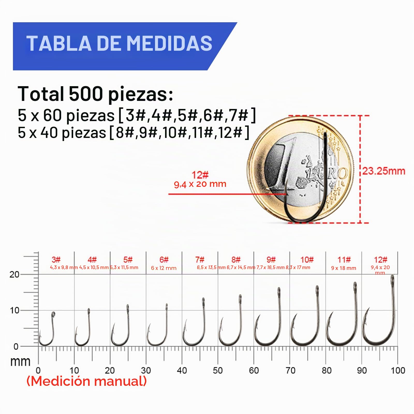 VIPMOON Anzuelos de Pesca de Púas Gancho Afilado de Acero al Carbono con Agujero Anzuelos de Pesca con Caja de Plástico para Agua Salada de Agua Dulce