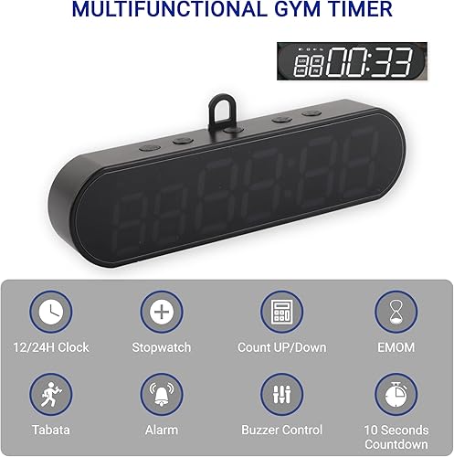 Miniatura 2 de Temporizador portátil de gimnasio, temporizador de entrenamiento de intervalos con cuenta regresivaarribacronómetroalarma, 1000 mAh USB reloj de