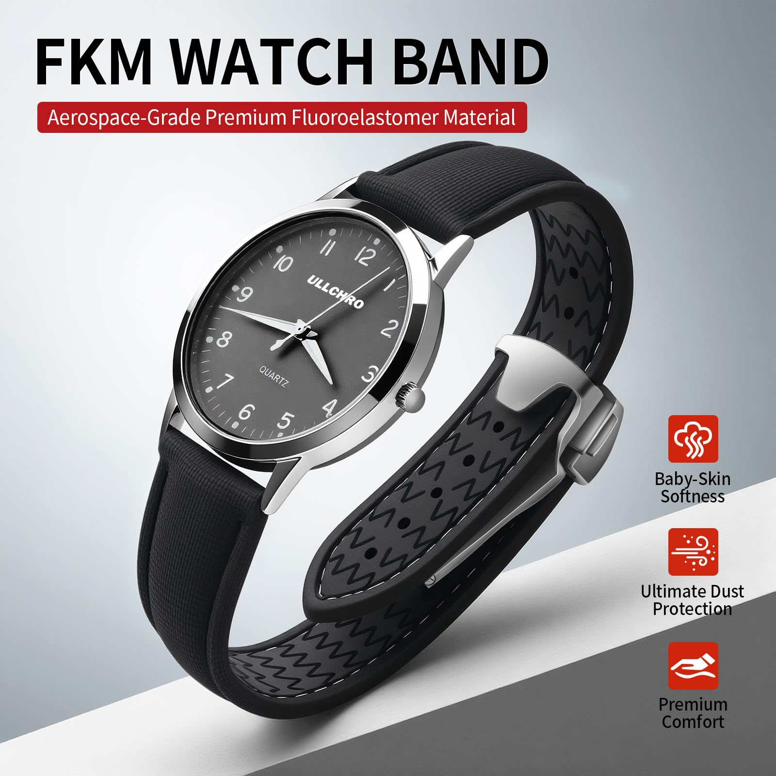 Cinturino FKM 22mm con Sgancio Rapido, Cinturini Orologio Uomo in Gomma, Ricambio 20mm Sportivo, Cinturino Orologio