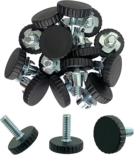 Patas roscadas de 1/4 pulgadas para mesa/silla/muebles con inserto roscado (paquete de 12) niveladores de pie ajustables atornillables almohadillas