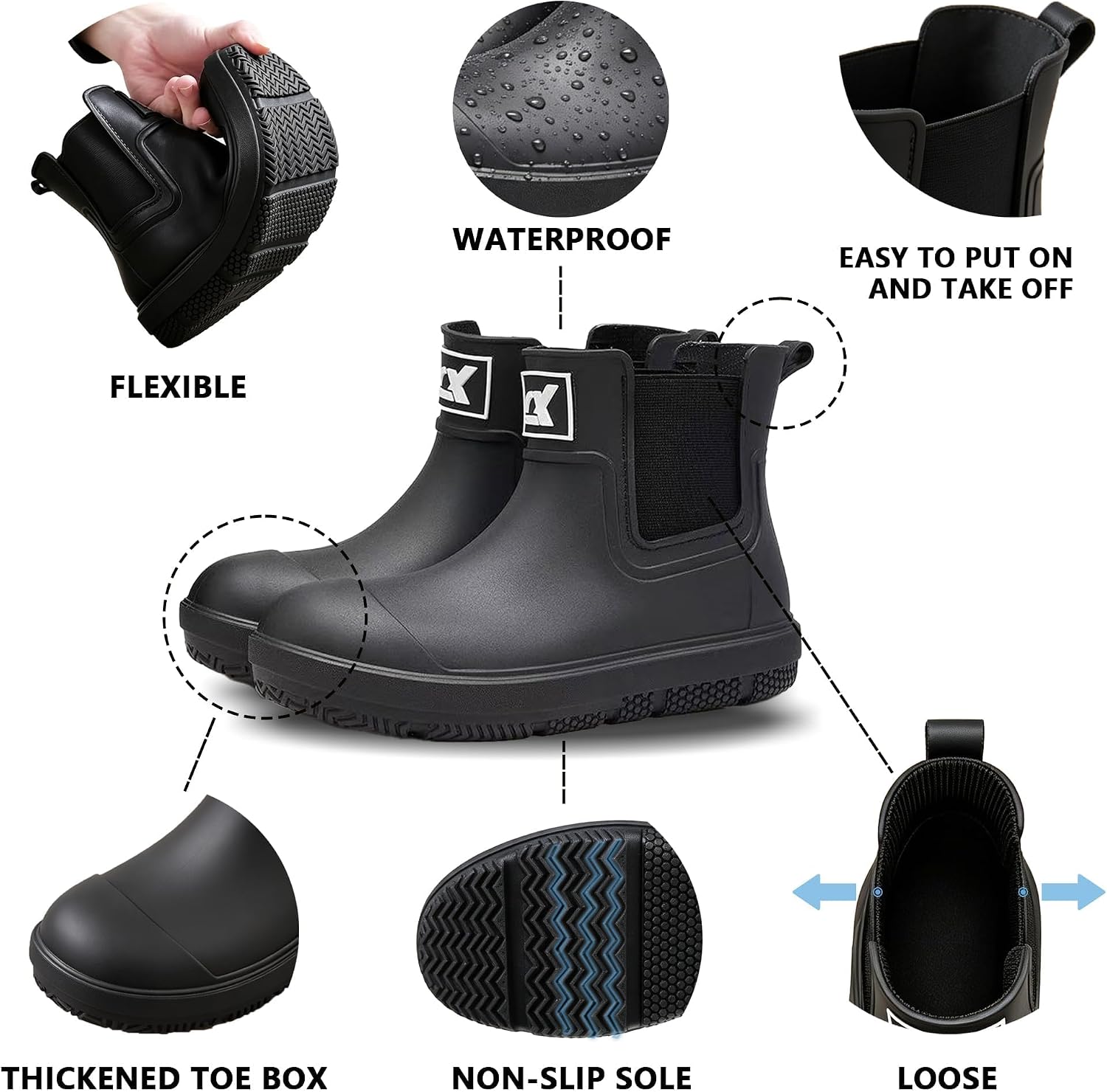 Rain Boots for Men and Women, Waterproof Ankle Deck Boots Anti-Slip Mud Shoes for Garden Outdoor Work Fishing Farming