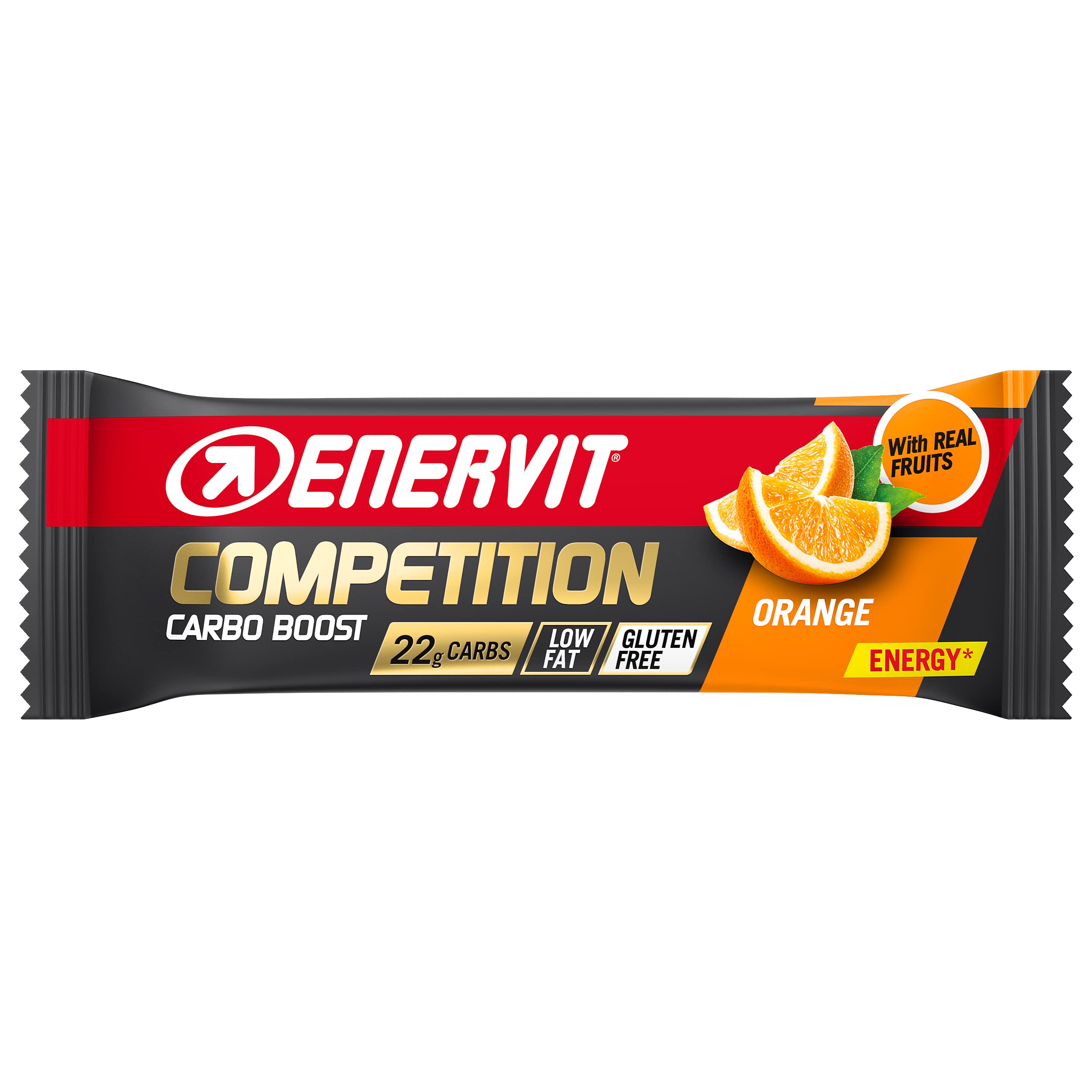 ENERVIT Competition Bar Energy Bar | Energie Riegel/Power Riegel Glutenfrei für Ausdauersport | Radfahren, Laufen, Triathlon | (Orange, Vorteilspack à 25x30g)