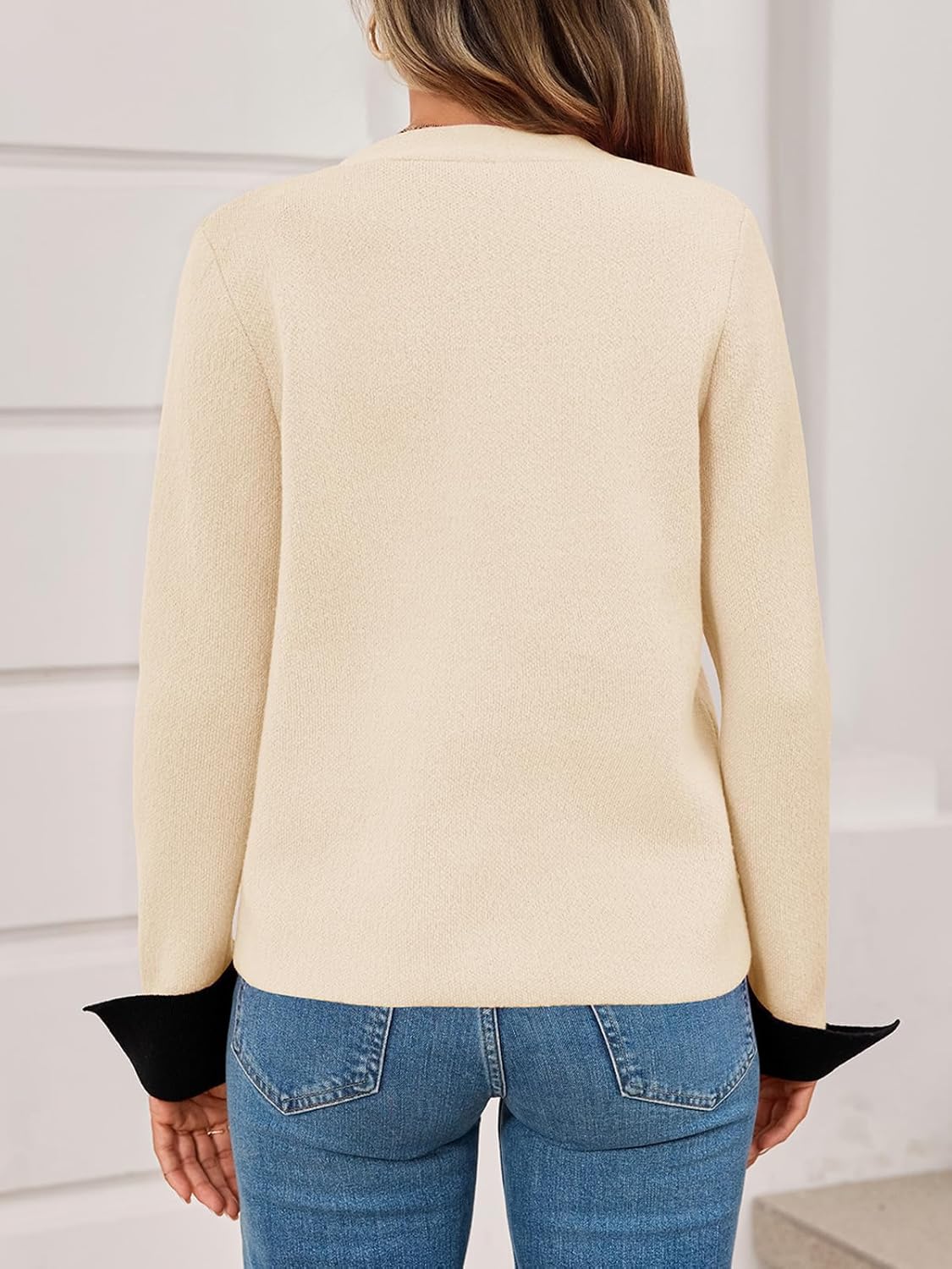 Saodimallsu Womens V Neck Cardigans Long Sleeve Button Down Loose Knit Dressy Casual Fall Sweater Balzer with Pockets - Image 5