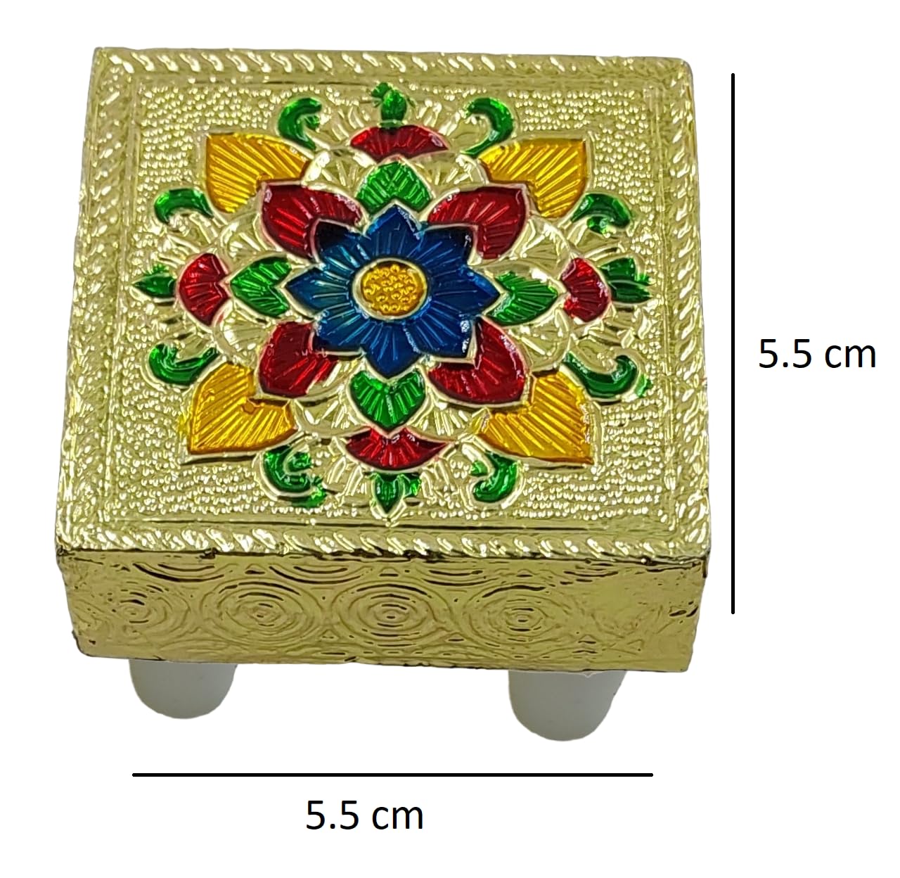 ARTISKRITI Chowki Aasan for God Idol Meenakari Wooden Puja Bajot Indian Religious Chaurang, Pooja Singhasan for Temple Decoration, Set of 4
