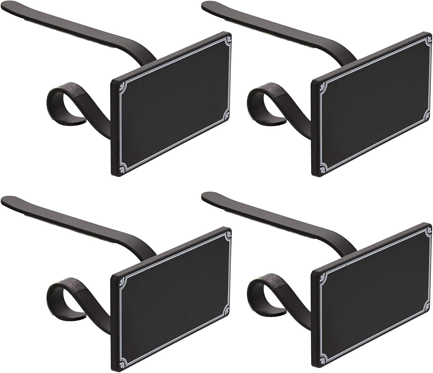 Haute Decor The Original MantleClip® Stocking Holder with Chalkboard Icons 4-Pack (Black) - Personalize Your Christmas Stocking Hangers with Names