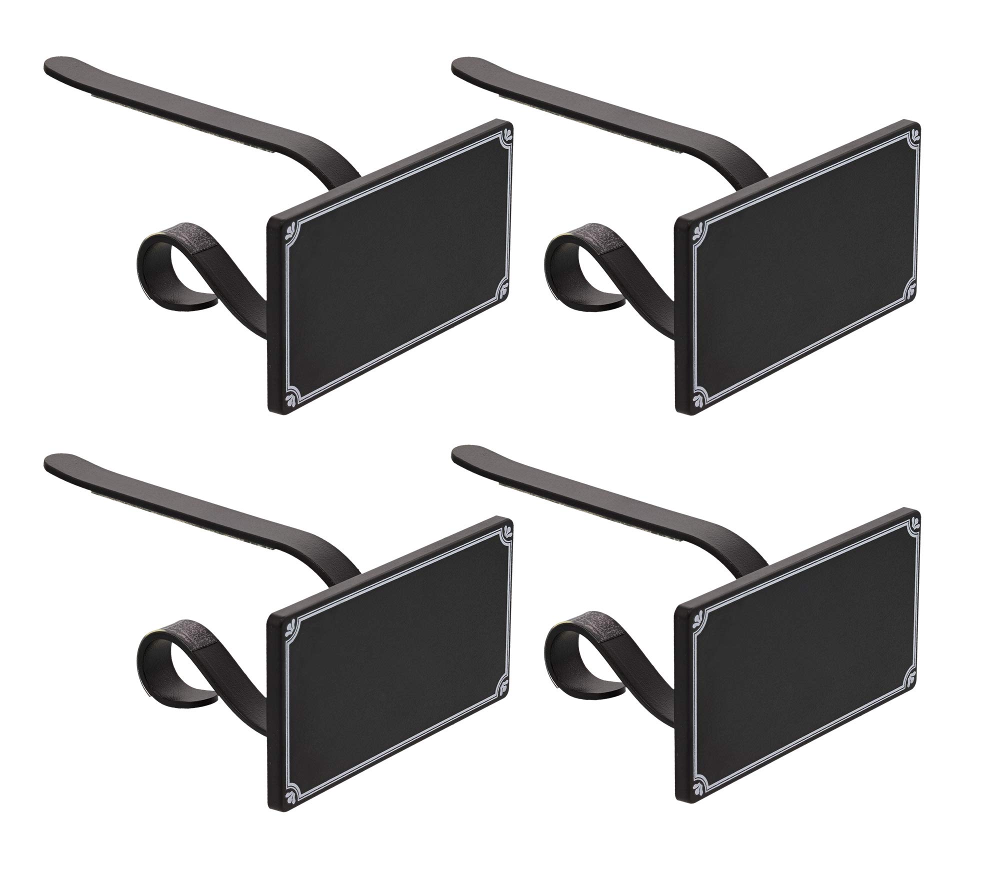 Haute Decor The Original MantleClip Stocking Holder with Chalkboard Icons, Black 4-Pack