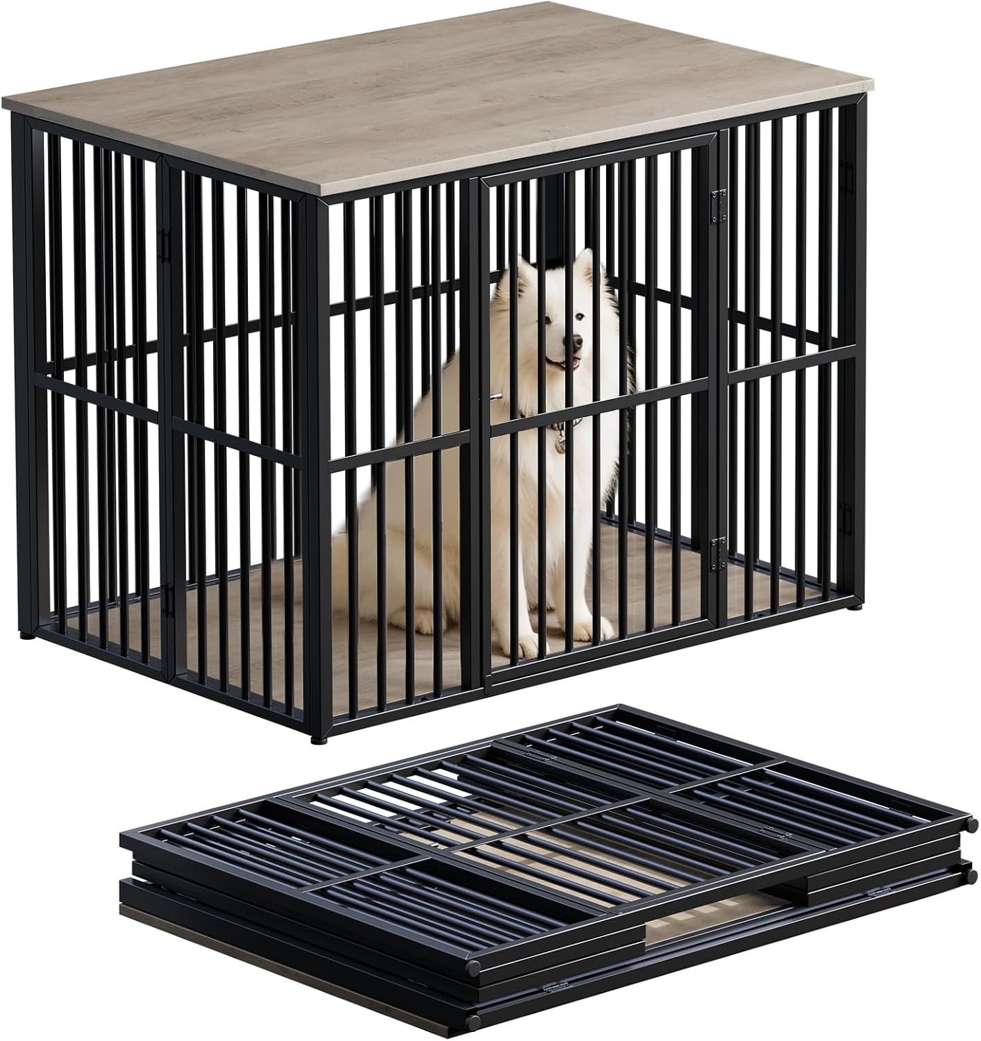 Gallery Detail: Amazon Com Lyromix 43 Foldable Dog Crate Furniture No Assembly