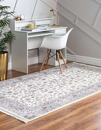 Miniatura 3 de Unique Loom Narenj Collection - Alfombra de área con diseño de Leeds (4 pies 1 pulgada x 6 pies 1 pulgada, rectangular, marfilazul)