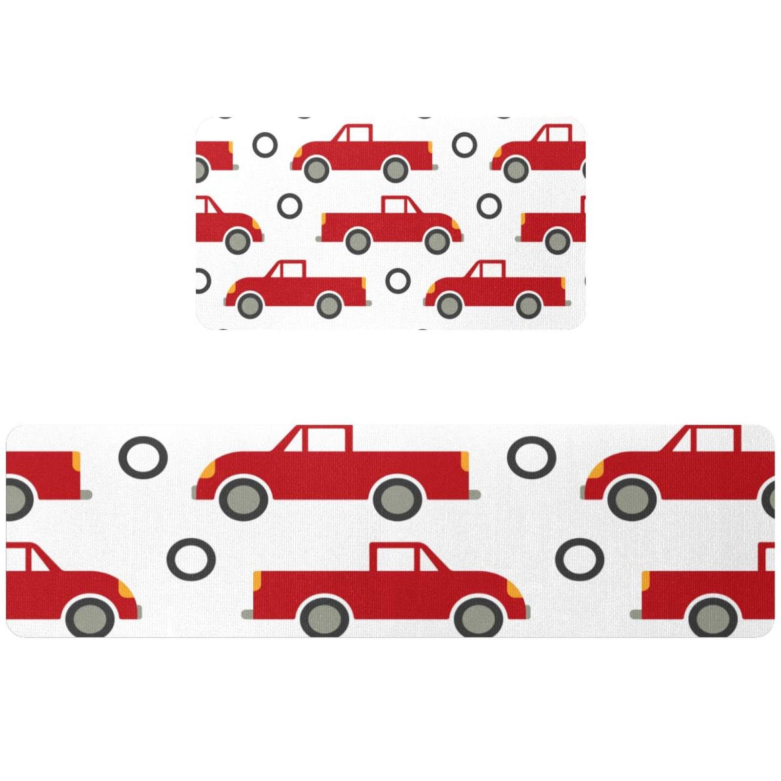 Tapis de cuisine antidérapants rouge lot de 2 résistant à l'eau pour sol propre