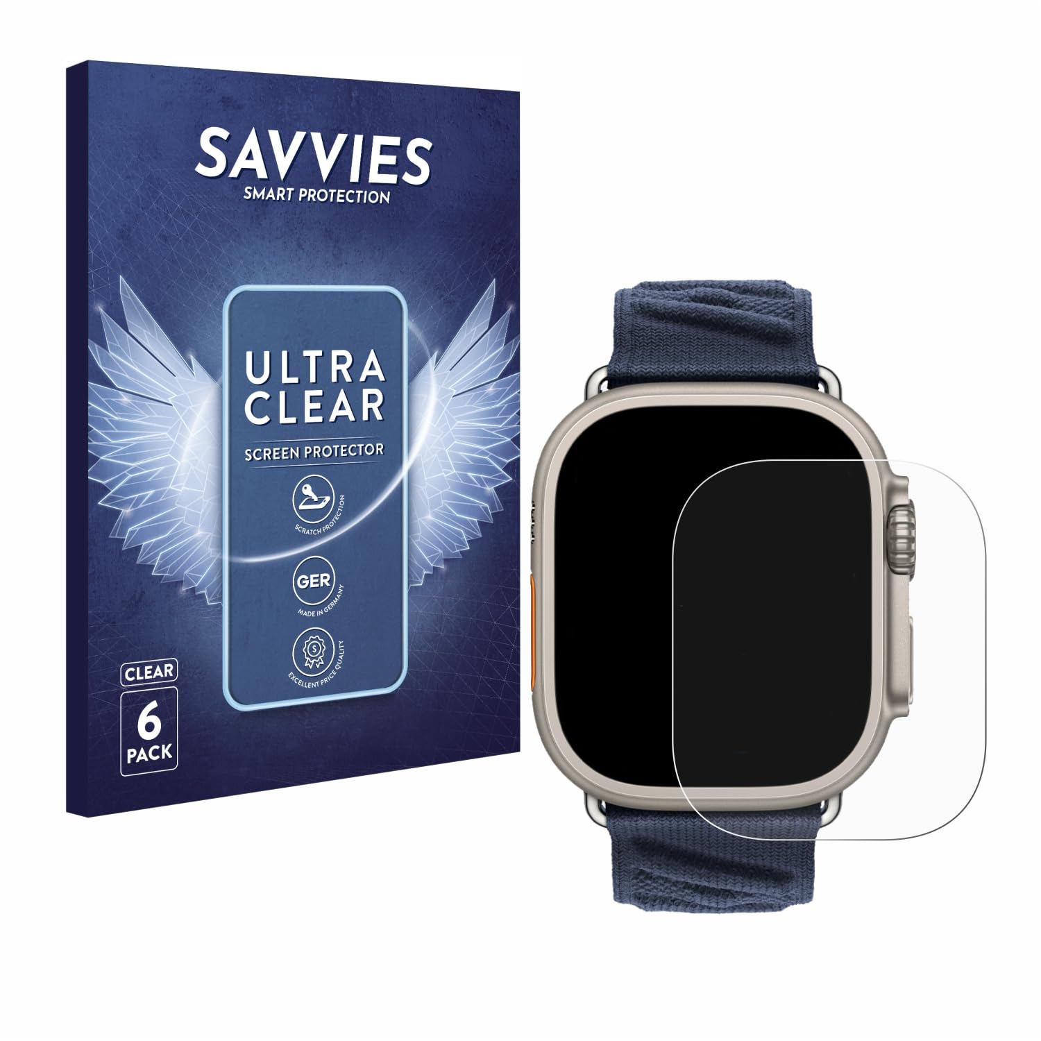 Savvies Displayschutzfolie Displayschutzfolie für Apple Watch Hermès Ultra 2 – 6 Stück
