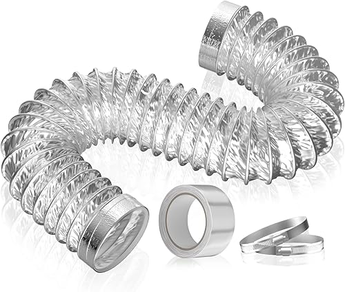 Manguera de ventilación para secadora de 4 pulgadas, 5 pies, extra gruesa, flexible, resistente y flexible, conductos aislados de papel de aluminio