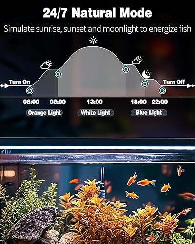 Miniatura 4 de Pawfly Luz LED de acuario de 20 W para tanques de 18 a 24 pulgadas, luz extensible 247 para pecera con espectro completo IP68, luz impermeable con