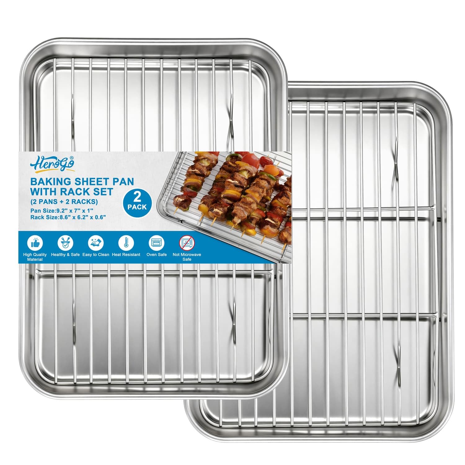 Herogo Small Stainless Steel Baking Sheet with Rack Set