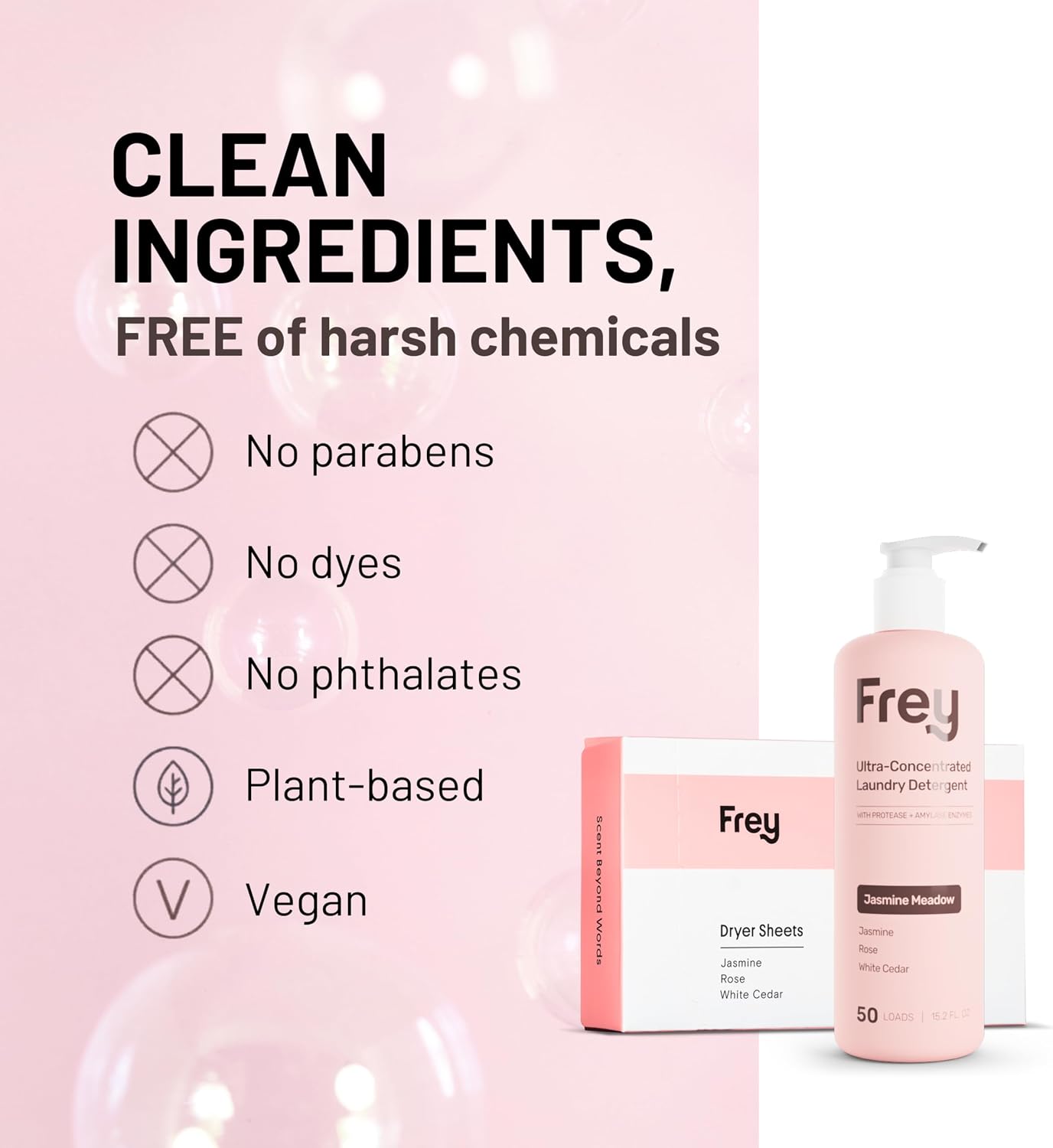 FREY Classic Kit: Liquid Detergent & Dryer Sheets, Jasmine Meadow image 5