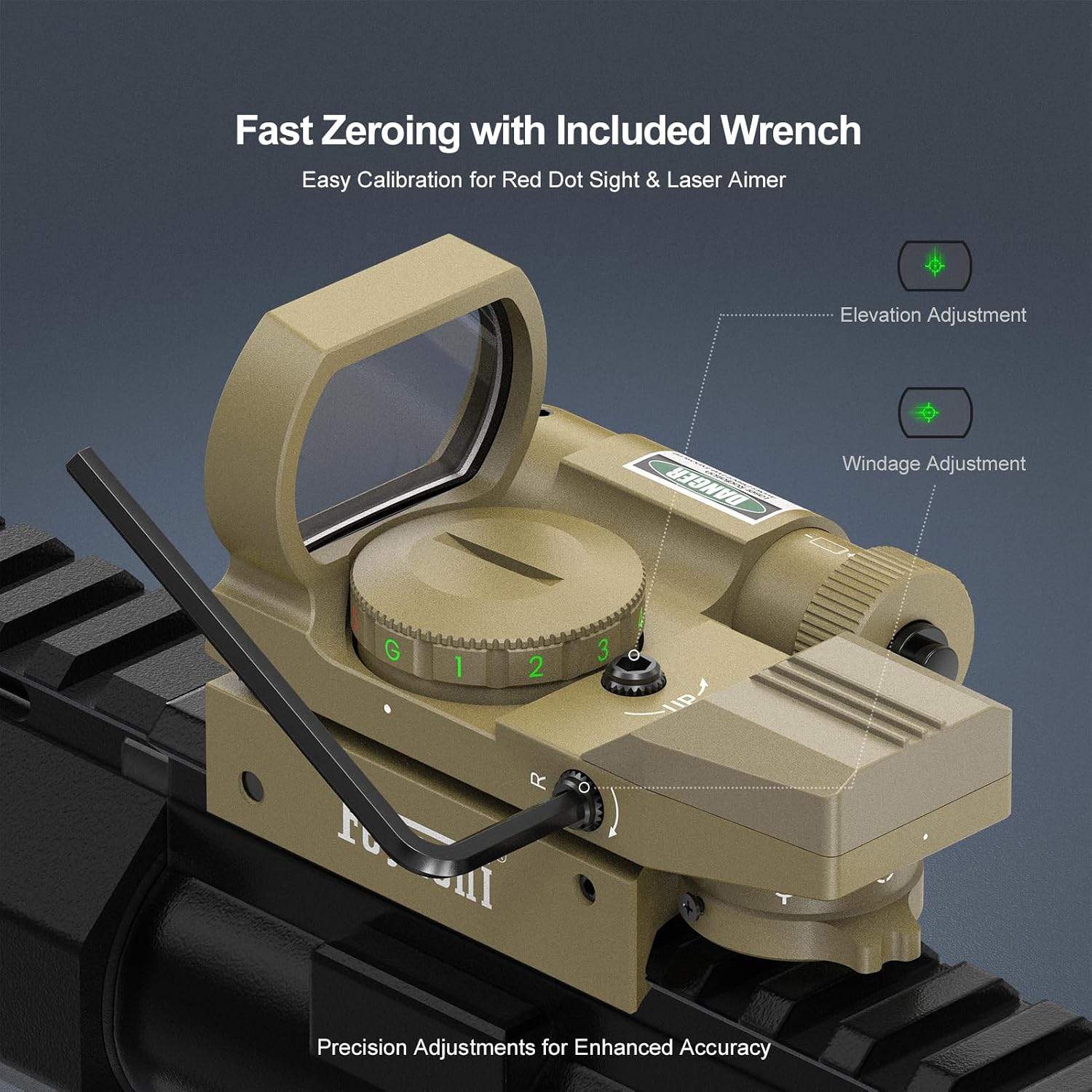 Feyachi Reflex Sight - 4 Reticle Red & Green Dot Sight Optics with Integrated Red/Green Laser Sight Less Than 5mW Output