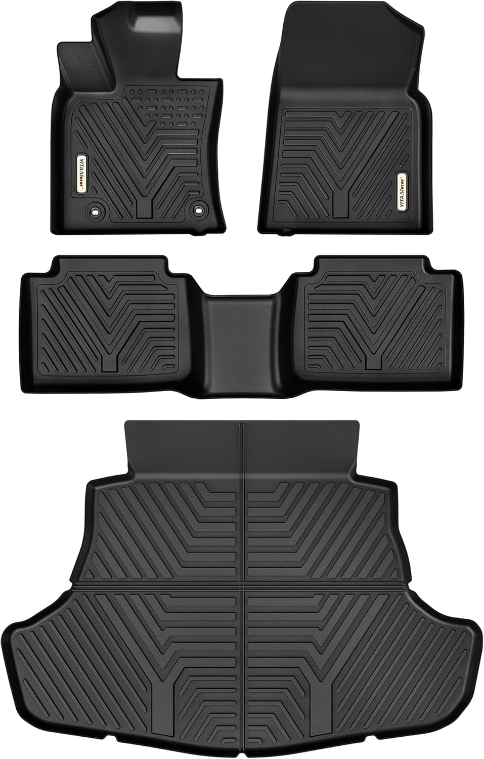 YITAMOTOR Floor Mats & Cargo Mat Fit for Toyota Camry 2018-2024, TPE All Weather Custom Fit Waterproof Anti-Slip Floor Liners for Camry (Not Fit for Hybrid or AWD), 1st, 2nd Row and Trunk Mat, Black