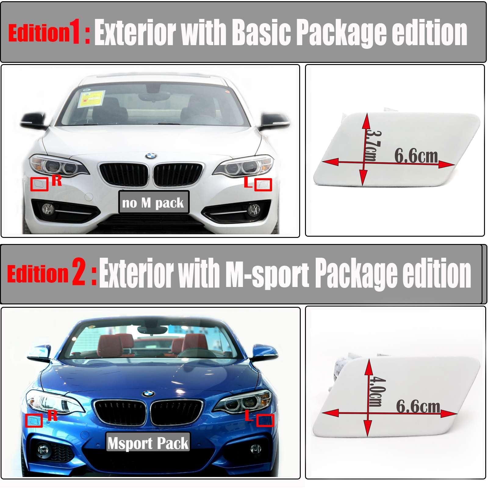 Amazon.com: Trimla Headlight Washer Cover for 14-21 BMW 2 Series 
