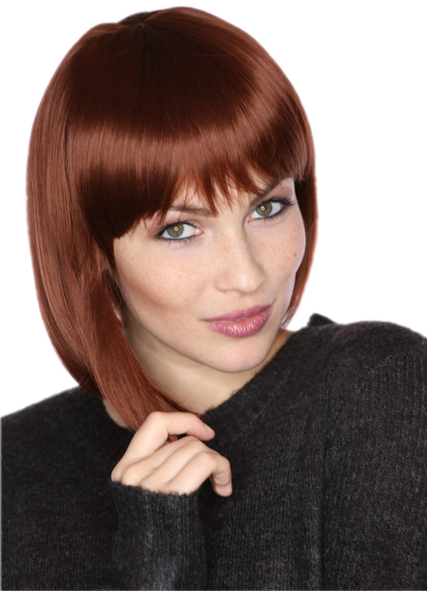 Prettyland Matte Natural Short BoB Wig in Brown and Black Mixed Full Volume C1920 - Image 4