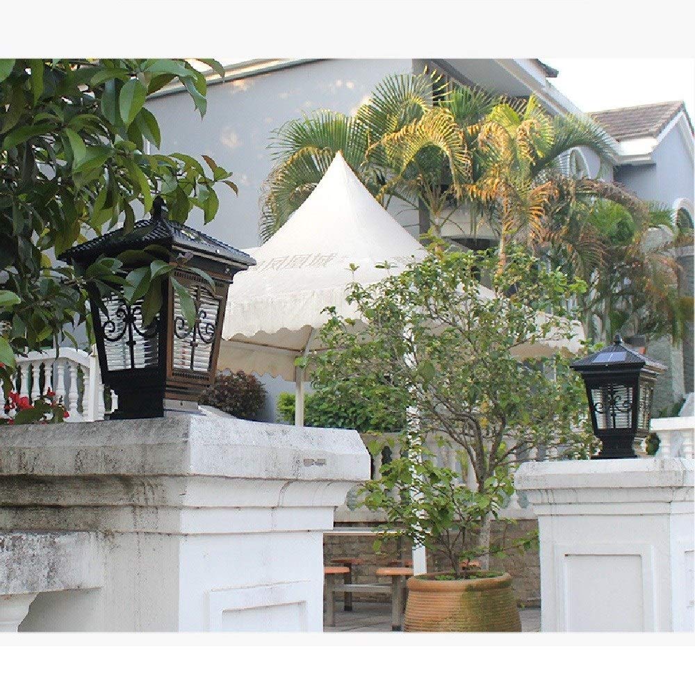 Colonna Luminosa a LED Solare con Custodia in Alluminio Nero, cancello, Portico, pilastro in Pietra, Lampada a Colonna retrò, Lussuosa Collezione coloniale contemporanea,50 * 30cm