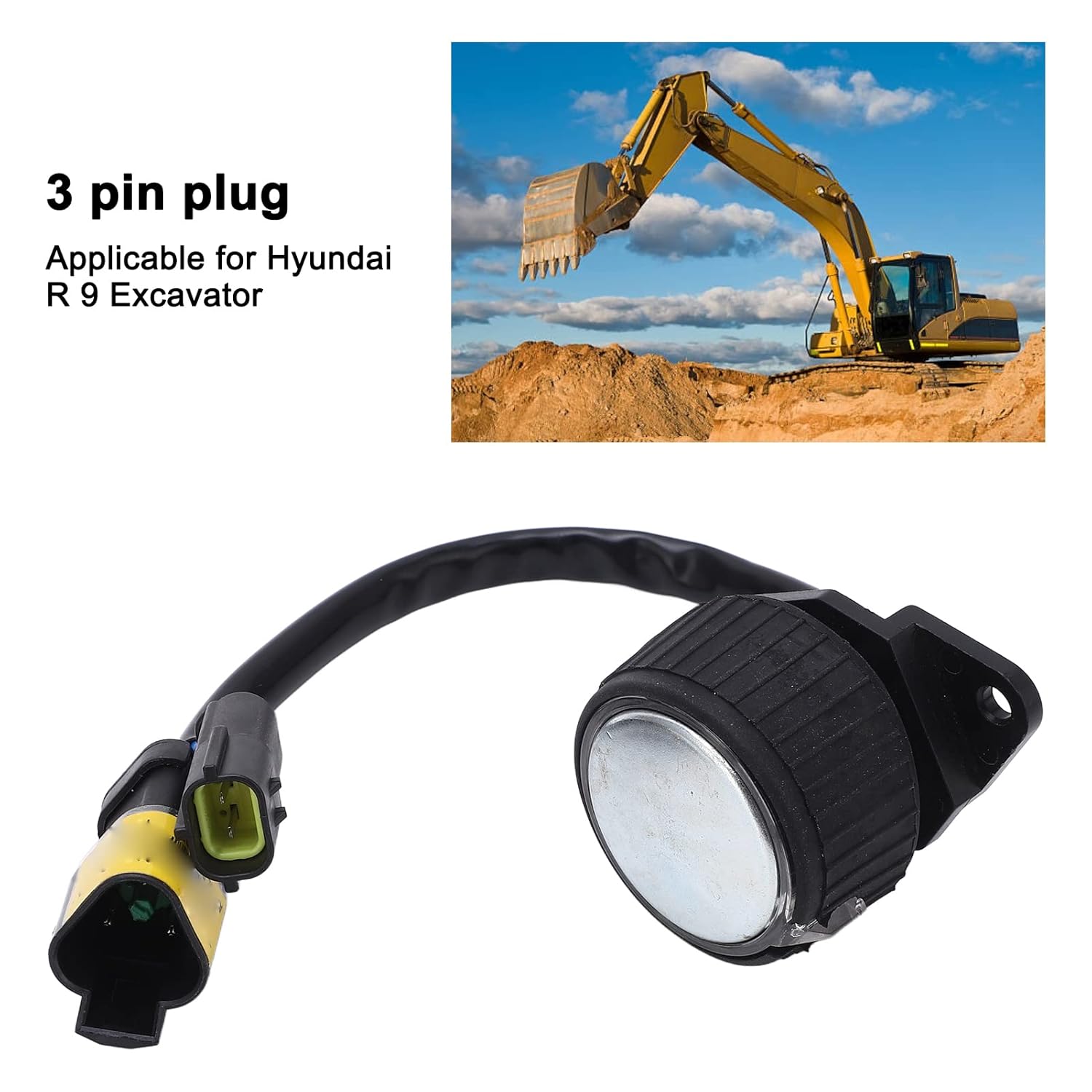 OEM Throttle Motor Knob Switch for Excavator Control, ABS Alloy Steel, High Sensitivity Replacement Part, 3-Pin IP67