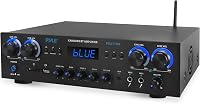 Pyle PDA77BU 800W 4-Channel Bluetooth Stereo Amplifier - Karaoke Receiver w/ USB/SD/FM/Mic/Reverb for Home Theater Speakers