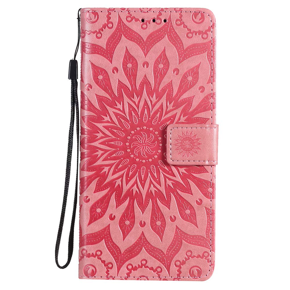 MHHQ Cover per Xiaomi Poco X3 NFC Custodia di Pelle Case Flip Portafoglio Retro Libretto Magnetico Protettiva Non Graffi con Funzione Supporto Bumper Fiore Girasole per Xiaomi Poco X3 NFC -Rosa