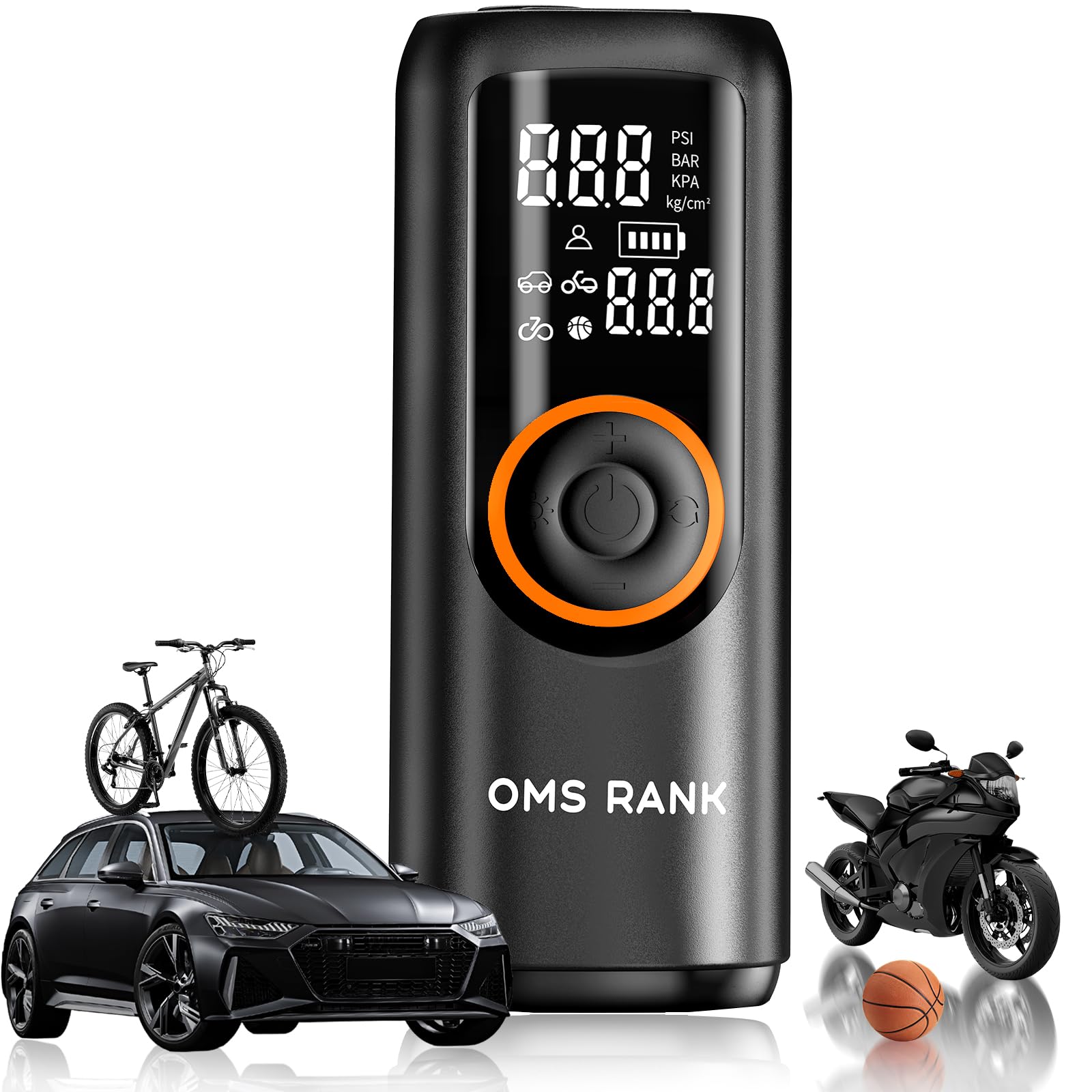 Tire Inflator Portable Air Compressor, 5X Faster Inflation Cordless Air Compressor, Electric Air Pump Car Eith Tires LCD Screen, Auto-Shuts Off Tire Pump for Car, Motorcycle, Bike, Balls