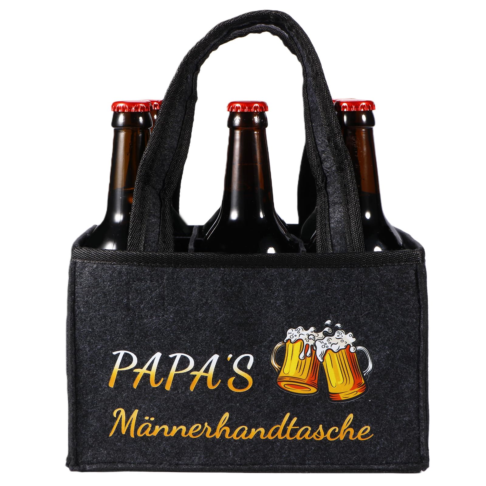 KHstylehoo Papa Geschenk, Papa's Geburtstagsgeschenk, Männerhandtasche Bier Filz, Witzige Vatertagsgeschenk, Biertasche mit 6 Fächern, Vatertag Geburtstag für Männer
