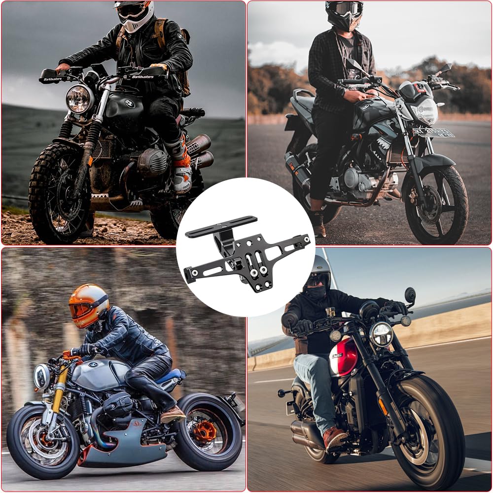 Porta Targa Moto, Supporto Targa Regolabile, Porta Targa Universale in lega di Alluminio CNC Regolabile per Moto, per la Maggior Parte dei Modelli di Moto più Comuni