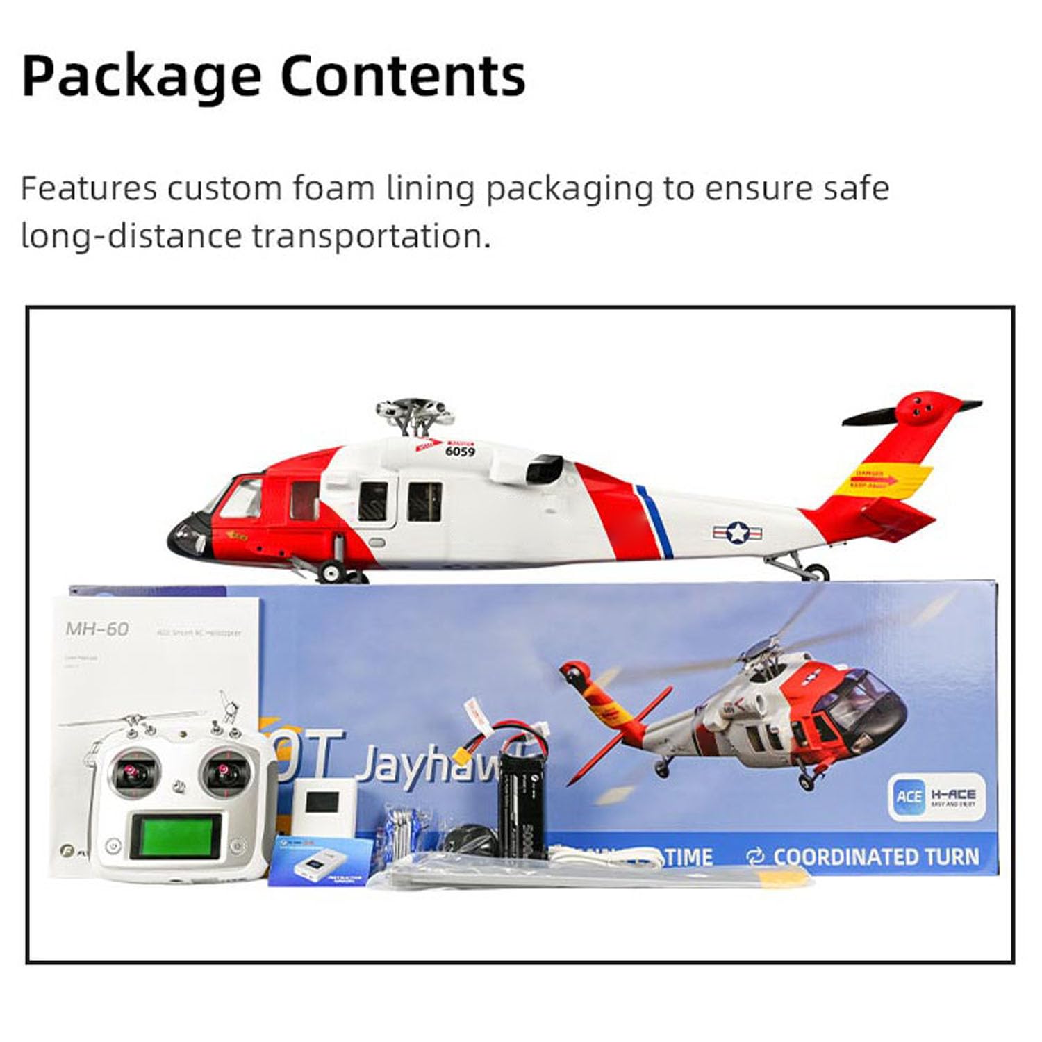 FLYWING RC Hubschrauber MH-60T, GPS & Beidou Ortung | ACE-Fernsteuerung, LED-Beleuchtung, ATT-Modus, Ein-Knopf-Rückkehr, sofort einsatzbereit