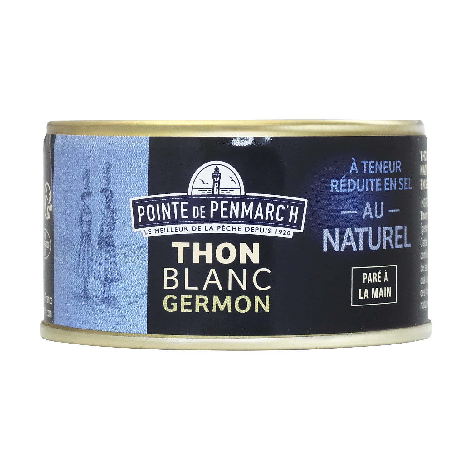 Thon blanc germon au naturel à teneur réduite en sel Pointe de Penmarc'h le lot de 6 boîtes de 132 g - Livraison en 2 à 3 jours ouvrés depuis la Bretagne