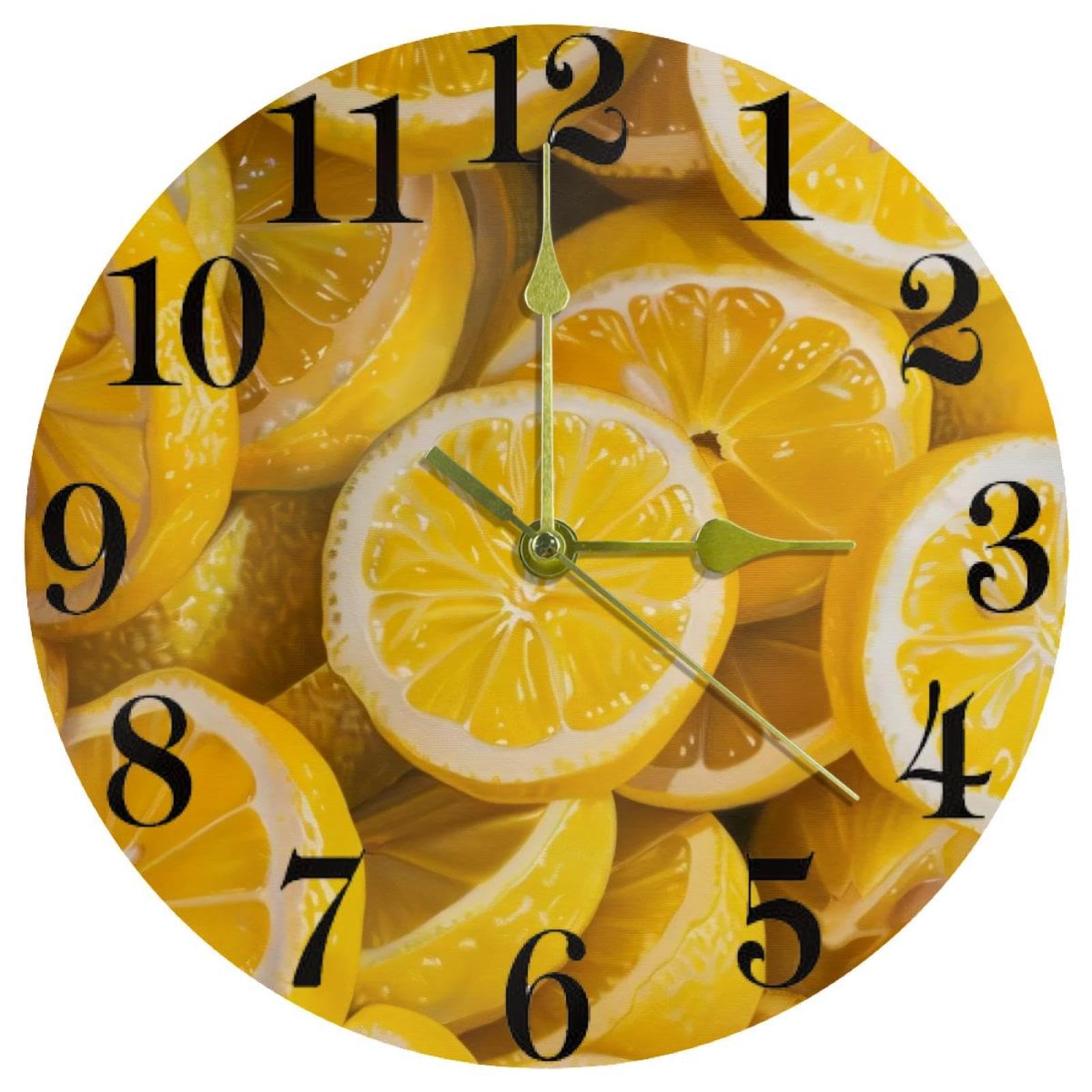 Horloge murale quartz sans tic-tac Fresh Lemons ronde et silencieuse