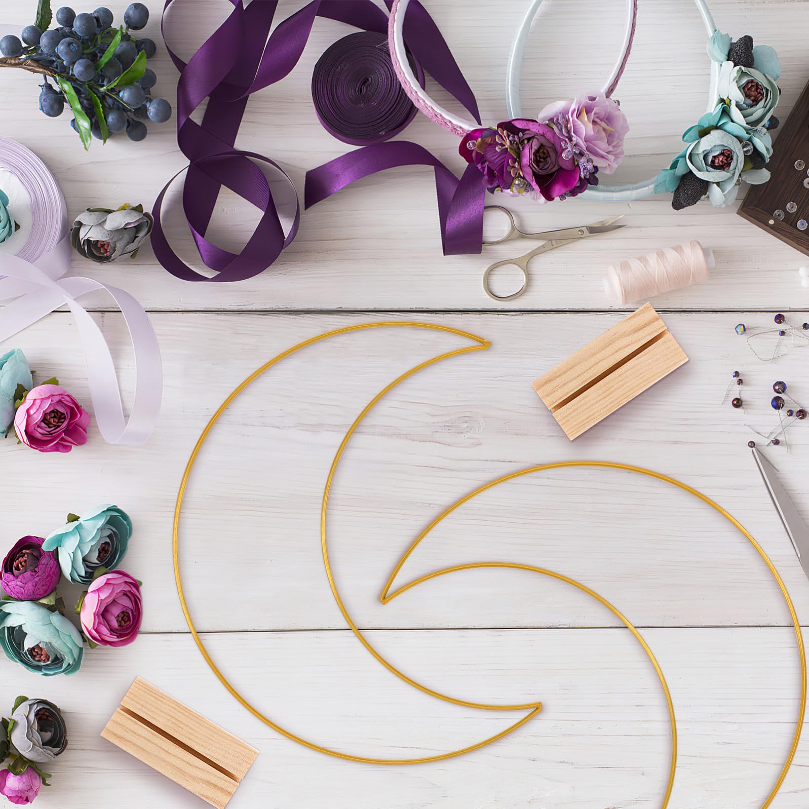 Tofficu Cerchi Floreali Centrotavola Matrimonio Fai da Te 10 Set in Ferro con Base Struttura Stabile e Resistente per Decorazioni di Nozze per Tavoli