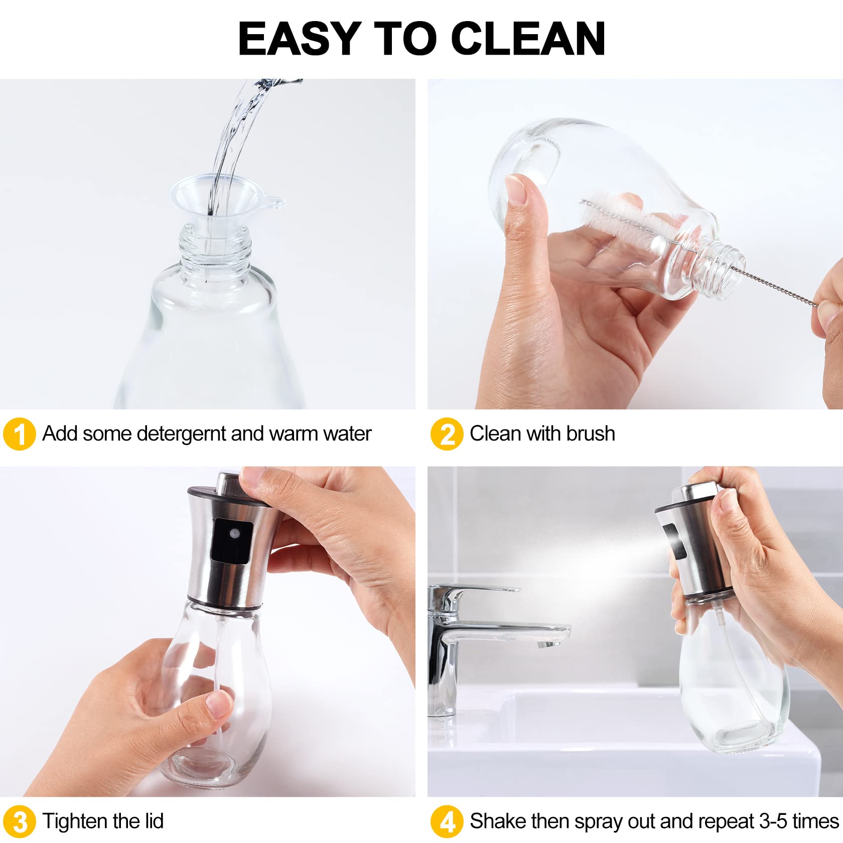 Thirei 2x Öl Sprühflaschen Set - Mit Grillbürste & Zubehör Für Küche & Grill