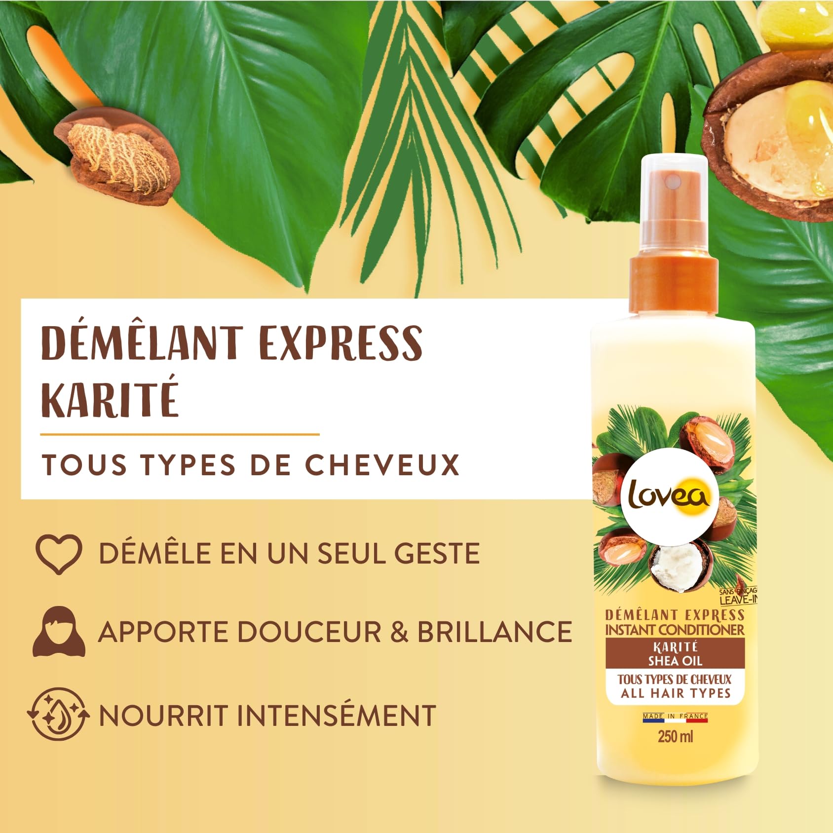 LOVEA - Démêlant Express au Karité 250 ml - Fabriqué en France