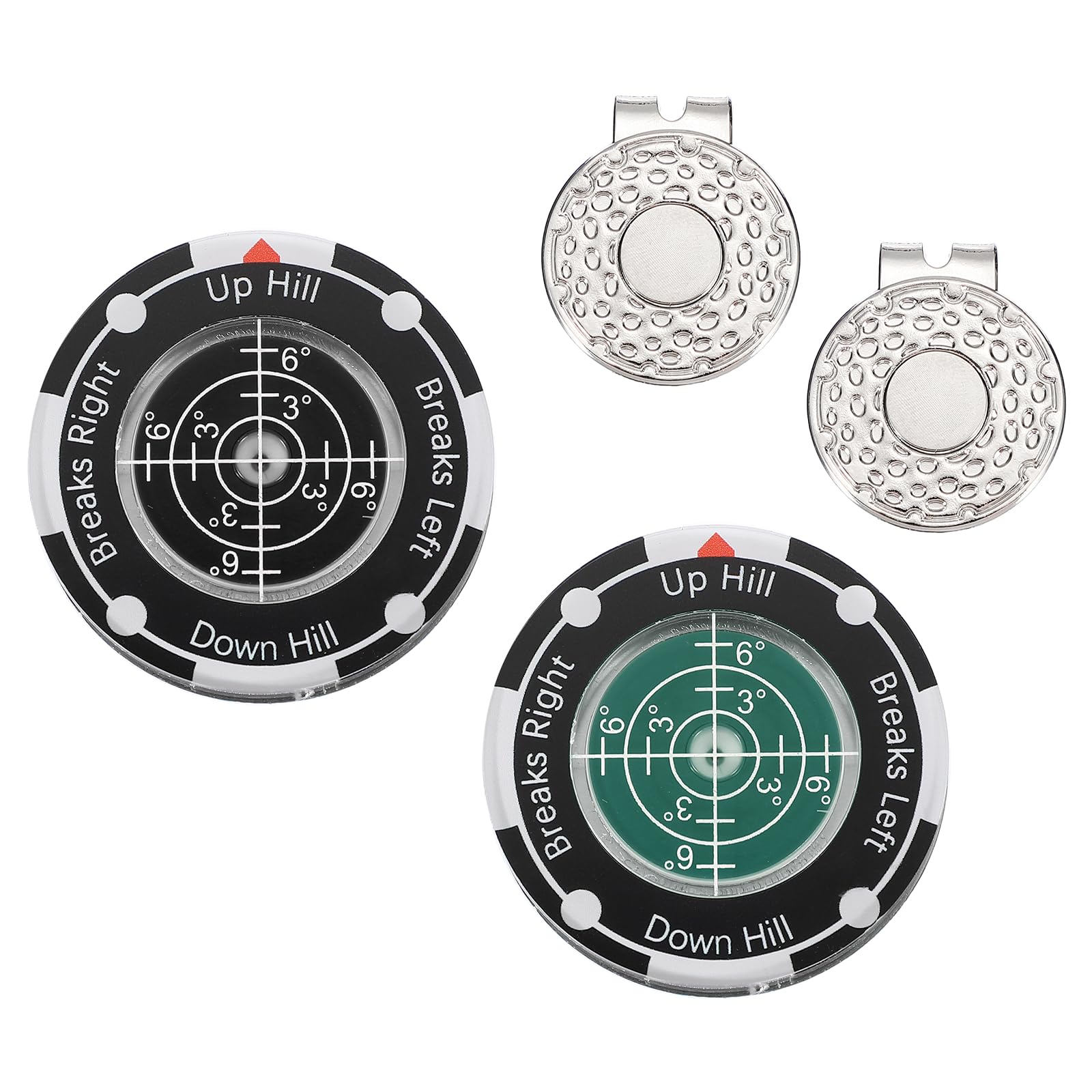 YELARXI 2Pcs Golf Green Reader, Golf Ball Marker with High Precision Green Reading Aid Bubble and Magnetic Cap Clip - Fitting for (Training/Accessories/Gift/Men & Women), Black, Dark Green