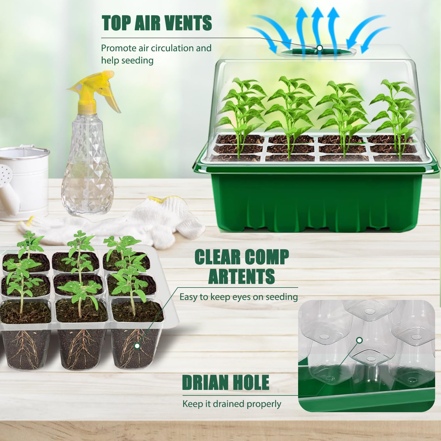 Mini Serre Pour Semis Fox·Bunny - 3 Plateaux 36 Cellules Avec Couvercle Ventilation, Idéale Germination