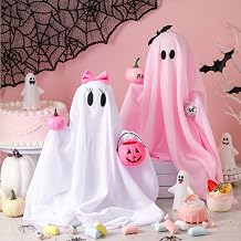 2 Pcs Pink Halloween Ghost Decorations 12in Girly Pumpkin Ghost Figurine