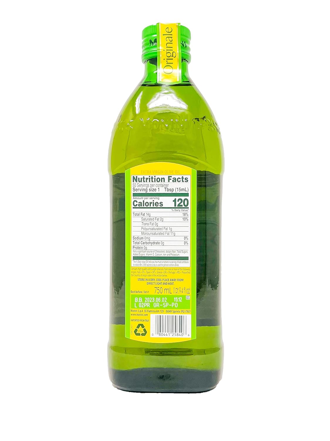 Monini Extra Virgin Olive Oil, 25 oz