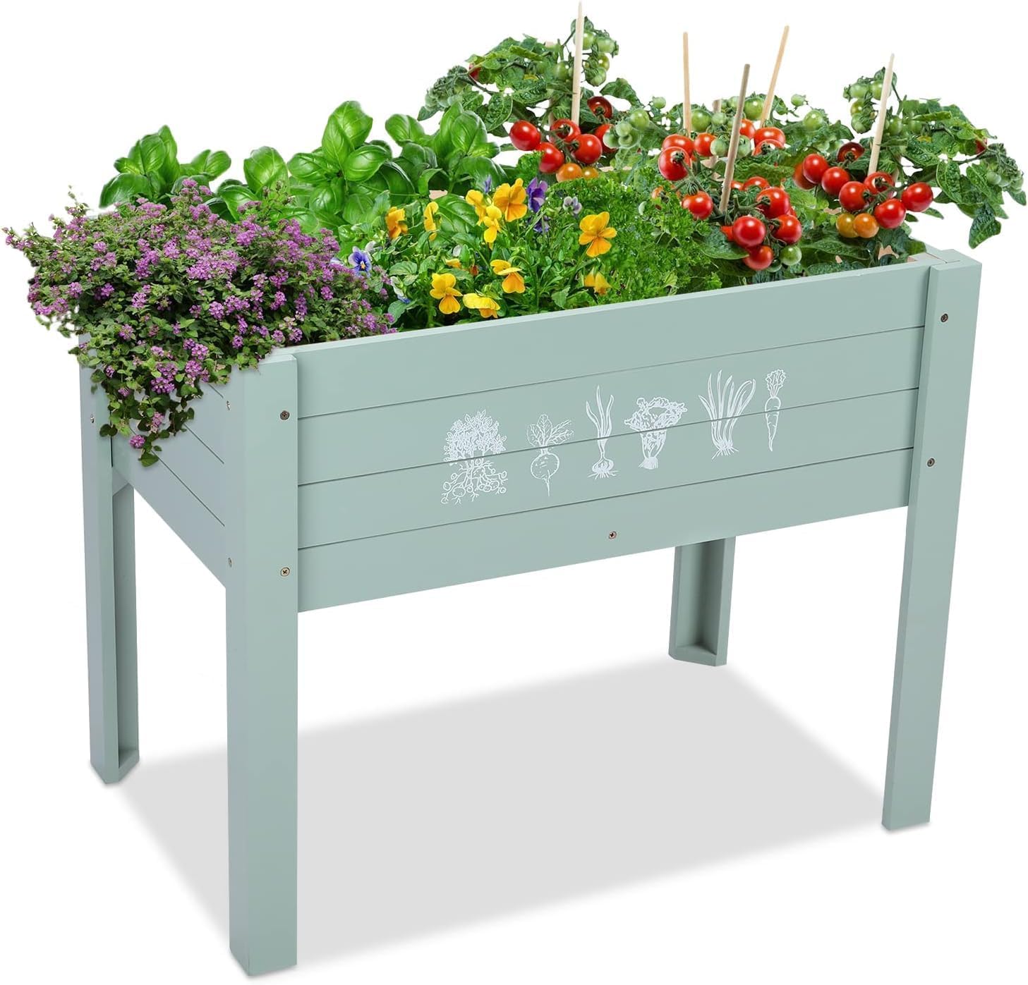 Wood Raised Herb Vegetable Flower Raised Garden Planter Box