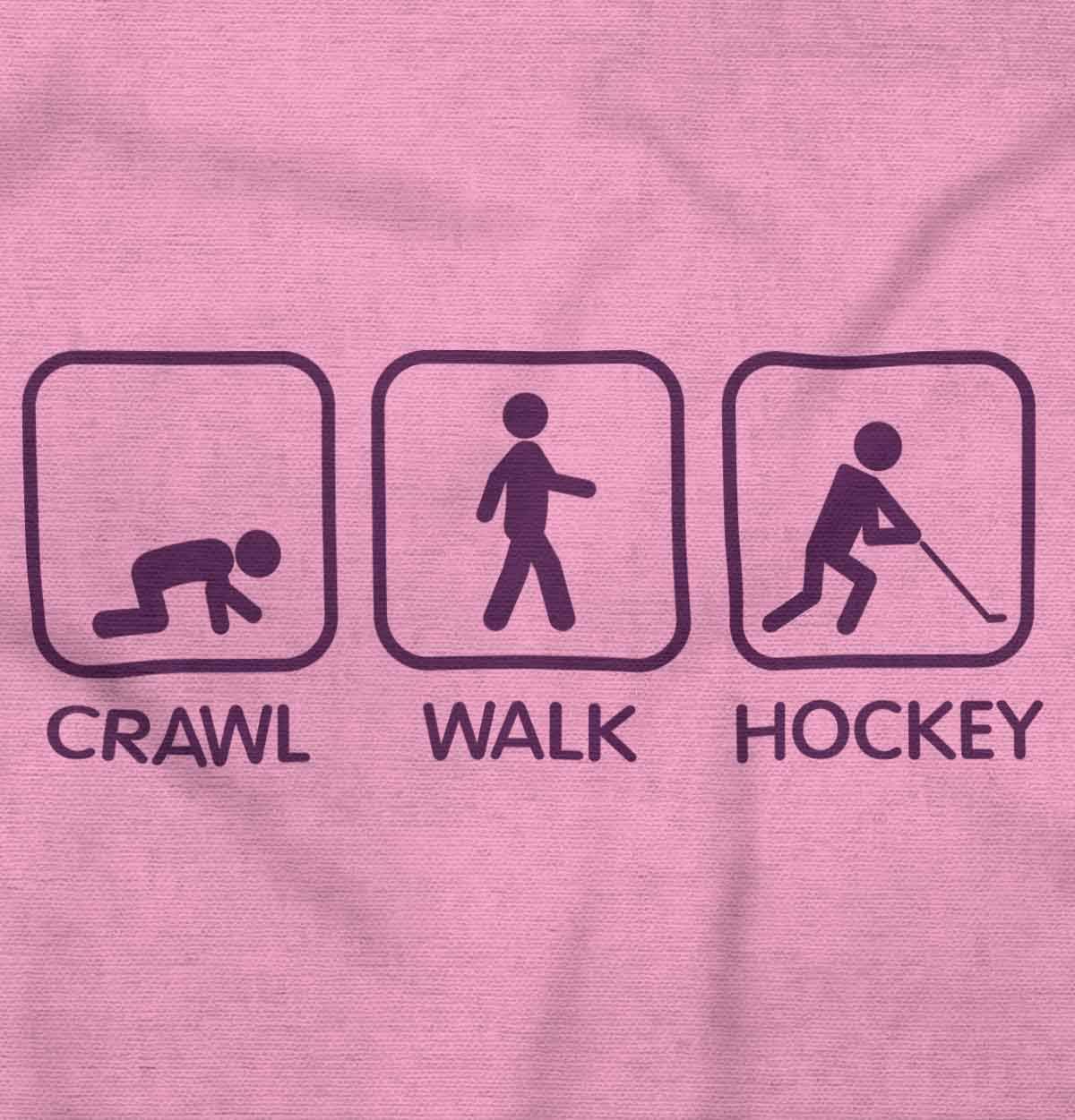 Brisco Brands Crawl Walk Hockey Street Sign Humor Baby Romper Boys or Girls