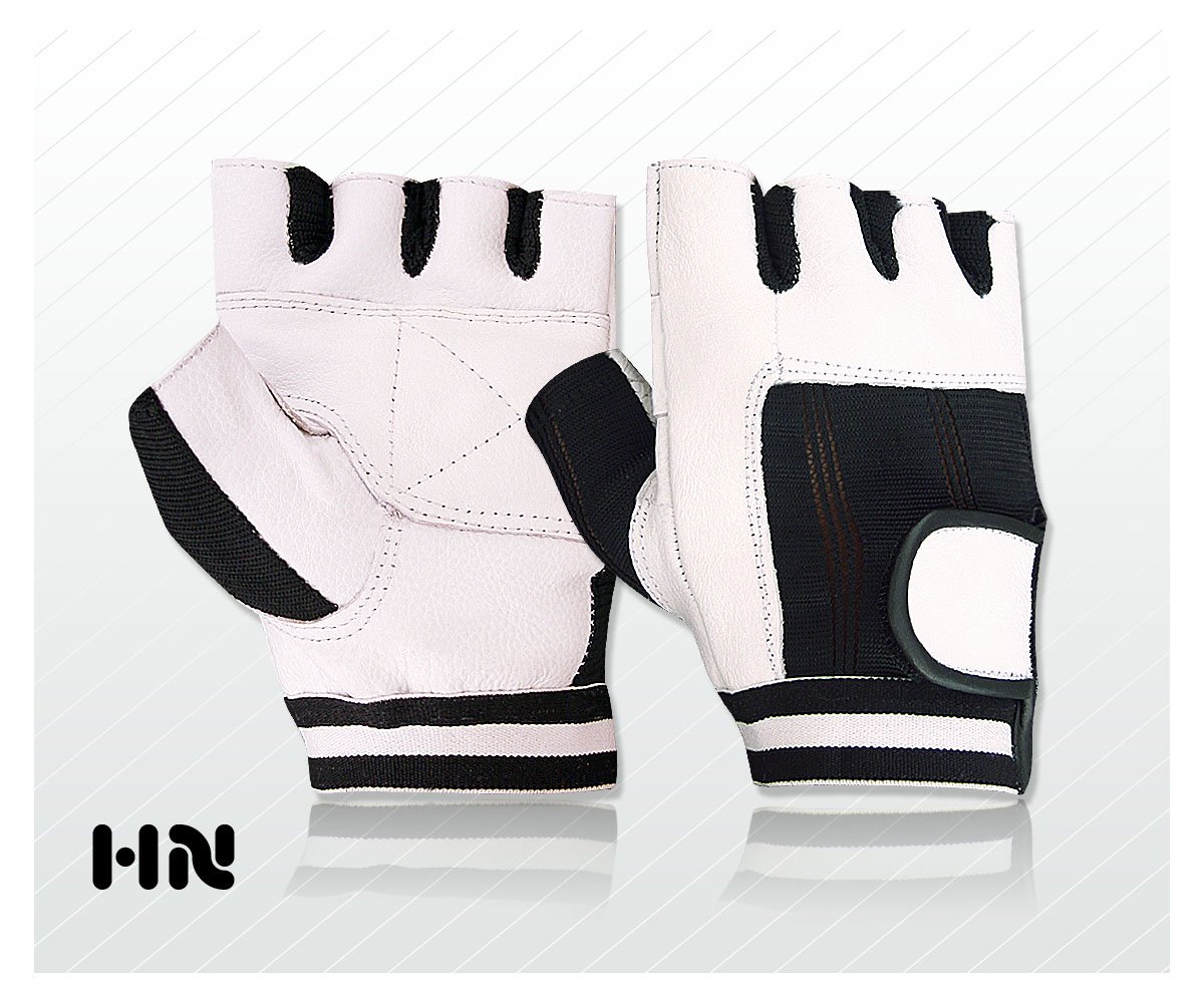 Make or Break Fitness Training Leather Gloves Weight lifting Gym Cycling Padded All Sports (White - W063, Small)