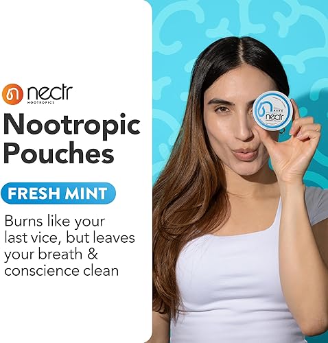 Miniatura 3 de NECTR Bolsas de energía nootrópicas  Menta fresca  250 mg de Cognizin  120 mg de Caffiene  16 bolsas  Sin nicotina  Sin azúcar  Paquete de 5 latas