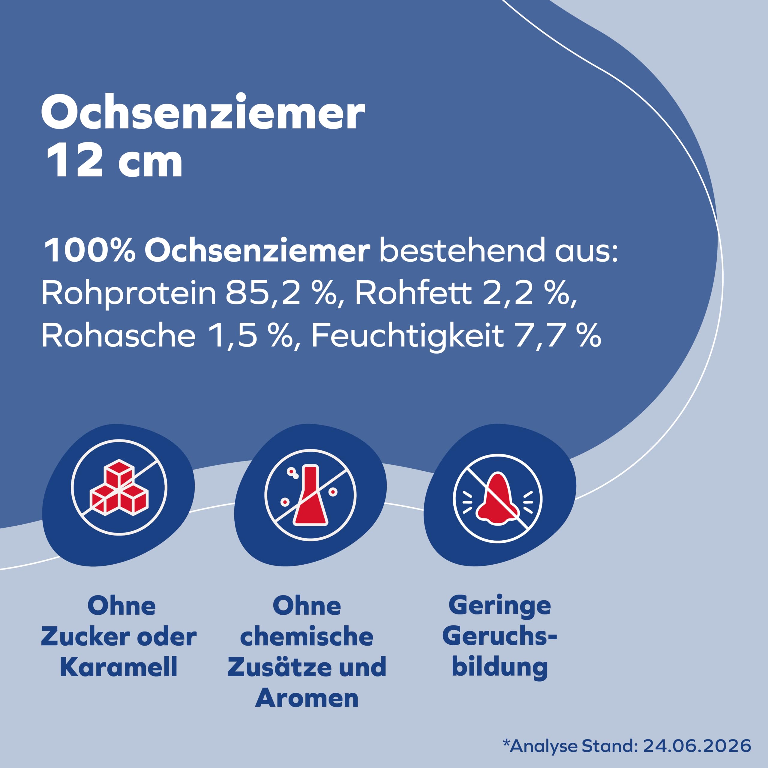 Ochsenziemer für Hunde – 12cm große Kauartikel - 20 Stck. für langanhaltenden Kauspaß