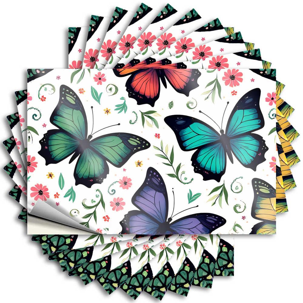 Colorful Butterflies and Flowers Pattern Gifts Antimicrobial DIY | Optical Illusion Saying Helmet Removable Vinyl Sticker Decal(12X18CM)