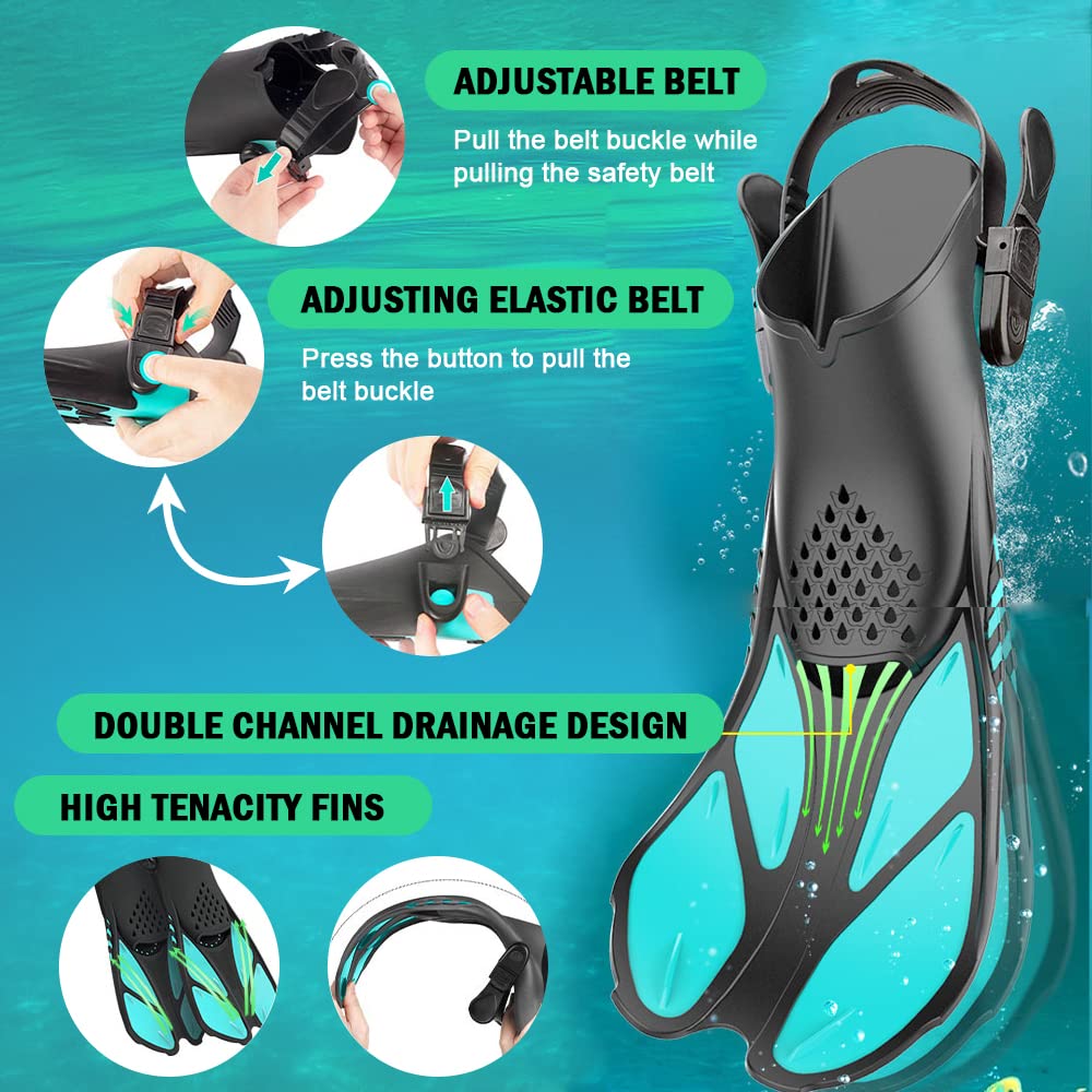 Pinne da nuoto regolabili， pinne Pinne da snorkeling Pinne da snorkeling Pinne da immersione professionali Pinne da immersione for adulti Pinne da allenamento for piscina regalo