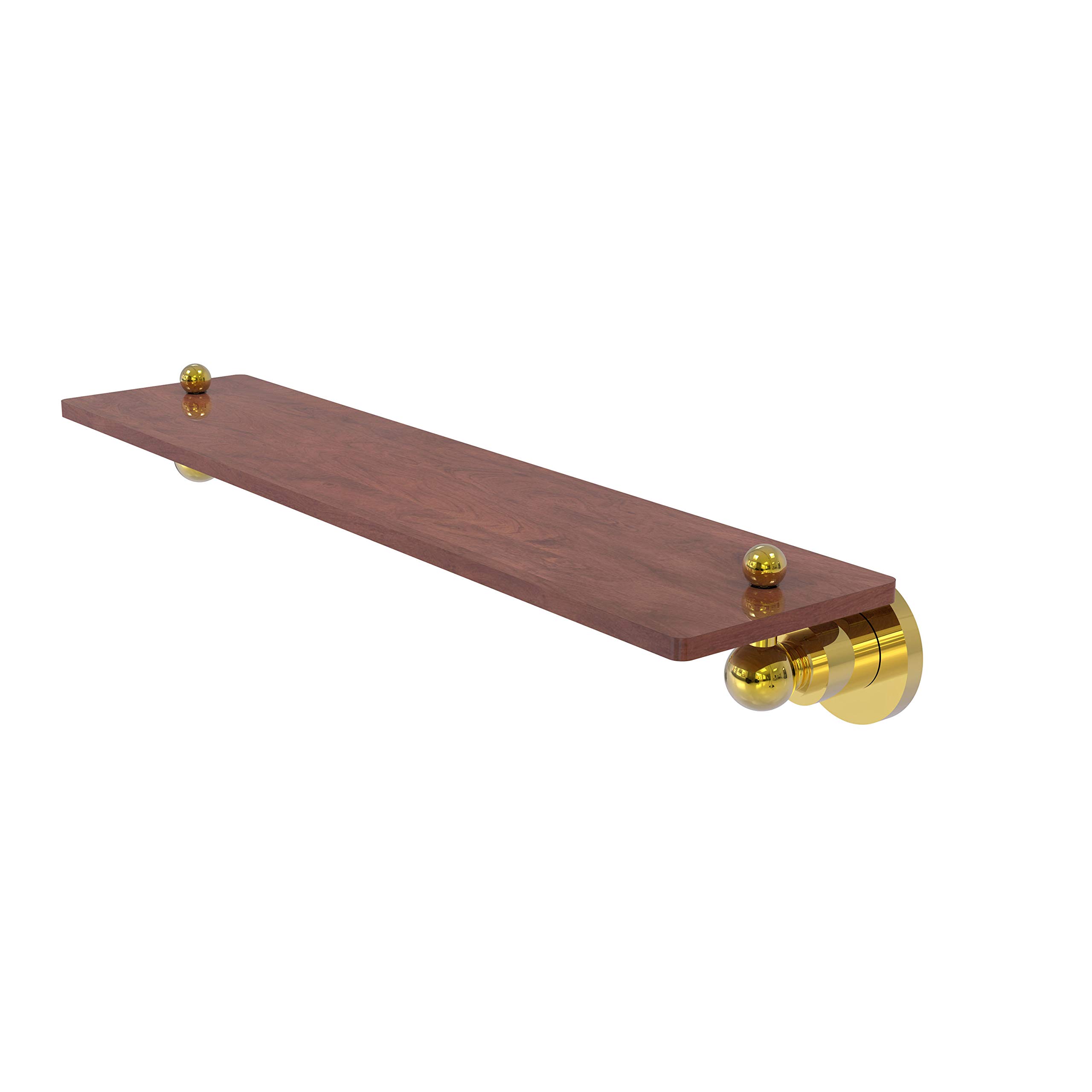 Allied Brass AP-1-22-IRW Astor Place Collection 22 Inch Solid IPE Ironwood Wood Shelf, Polished Brass