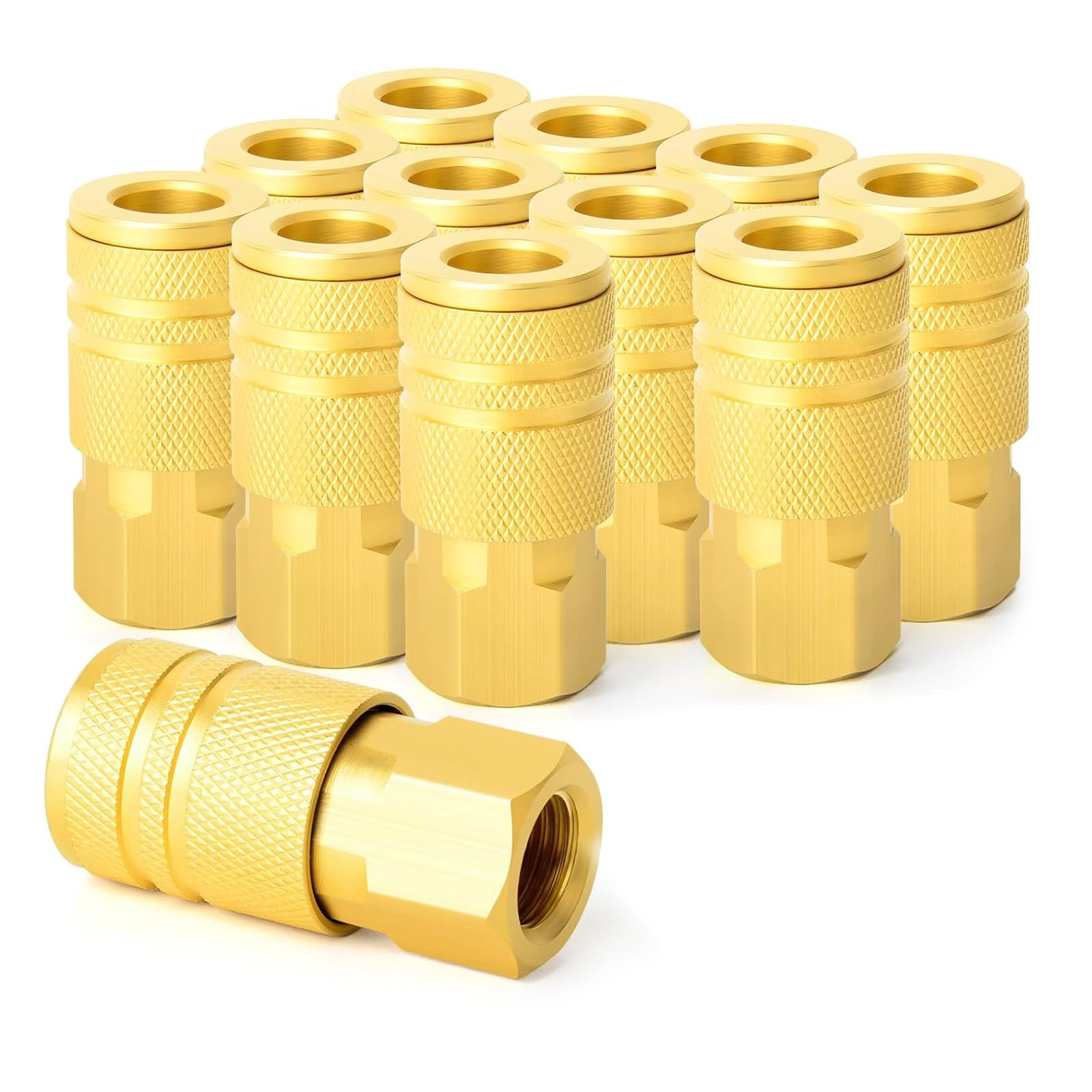 12pcs High 1 / 4inch Air Hose Connectors Brass Female Couplers for Pneumatic Equipment Tool Secure Connection Air Compressor Connector