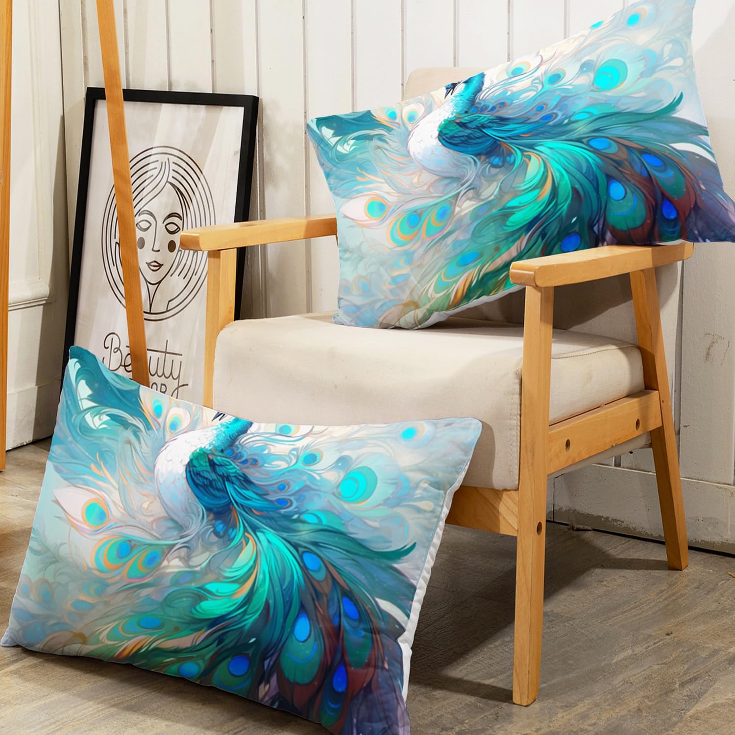 AILONEN Peacock Duvet Cover King Size,Green Peacock Comforter Cover Set for Kid Women,3 Pieces Printed Wildlife Bedding Set,Peacock Quilt Cover with 2 Pillowcases