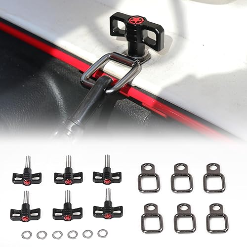 Sukemichi Tornillos de liberación rápida con elevación de techo rígido, tornillos de pulgar con anclajes de amarre de anillo en D para Jeep Wrangler